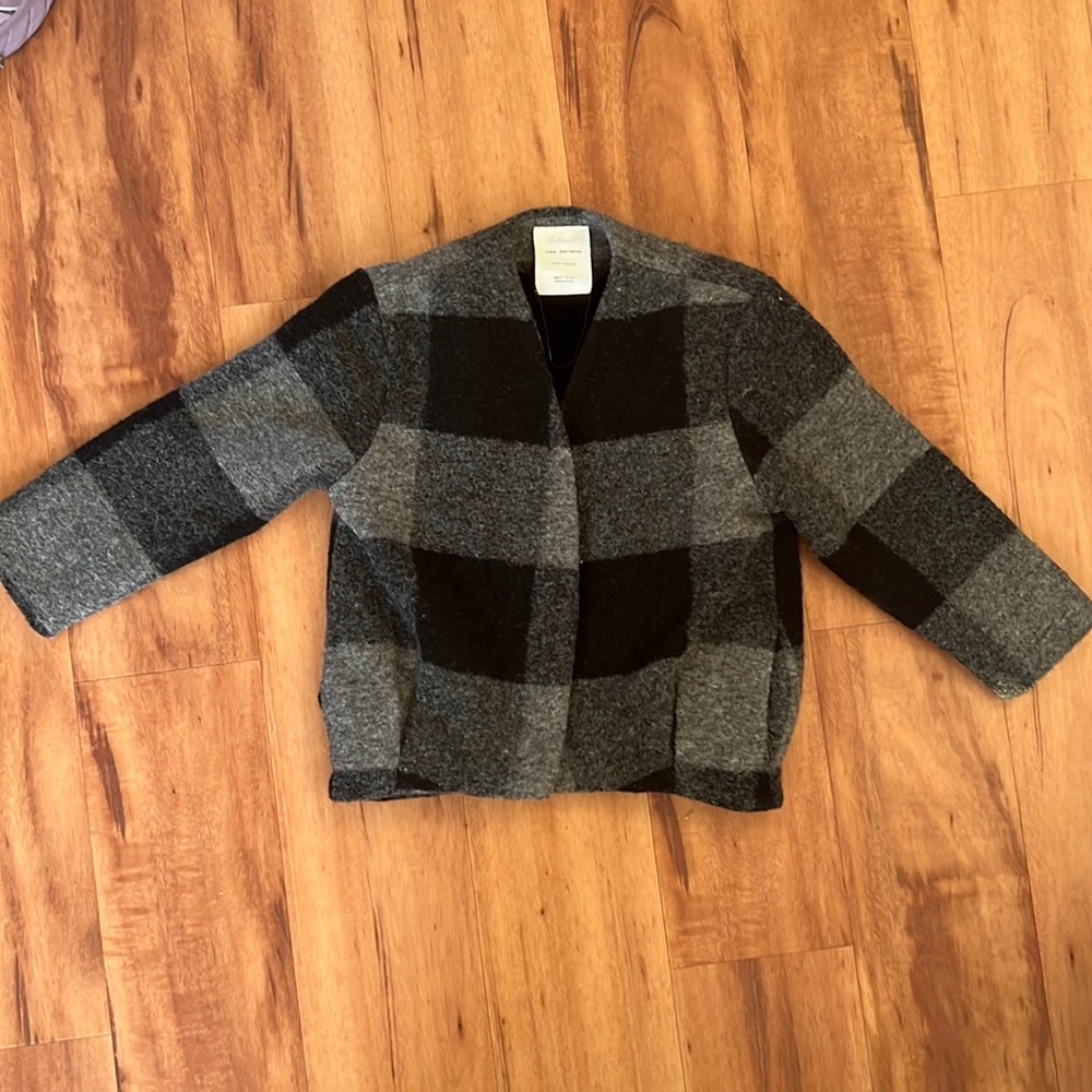 Zara girls wool gingham jacket size 7